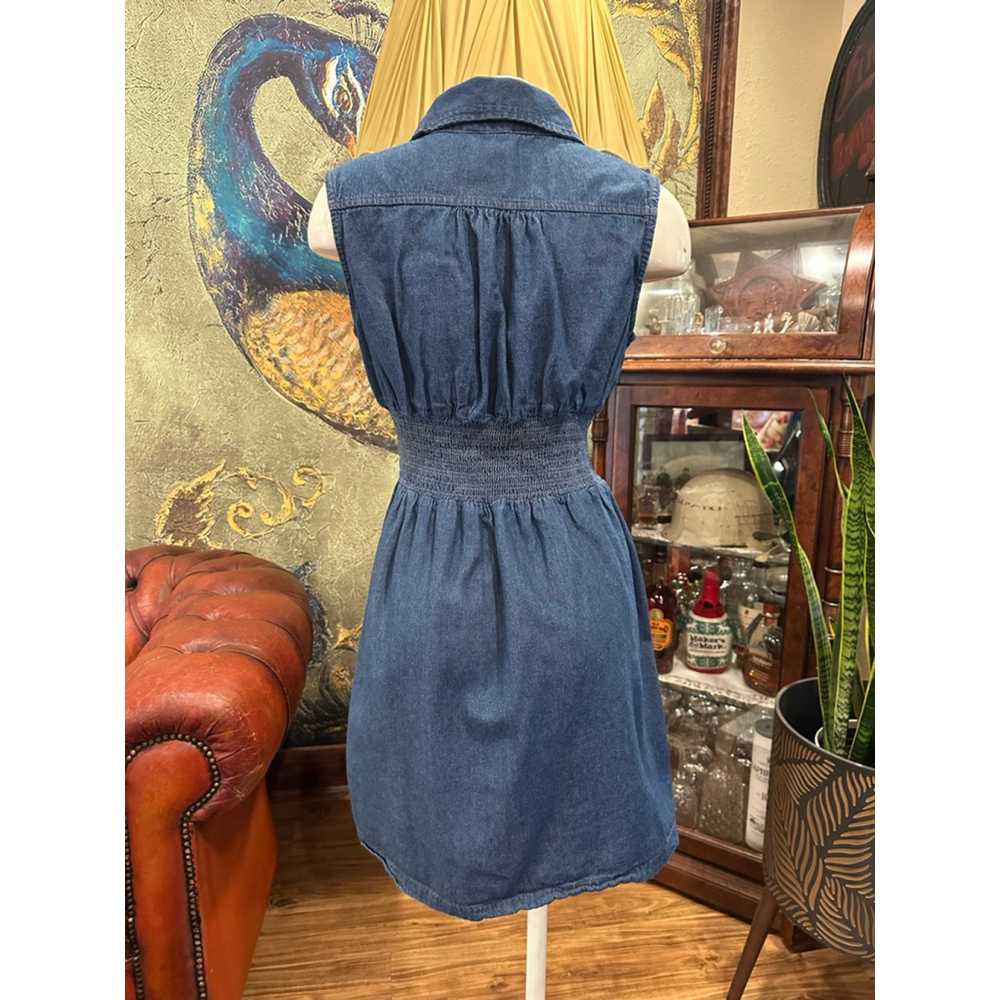 J. Gee Denim Mini Dress Medium Blue Sleeveless Zip Y2K - Picture 4 of 10